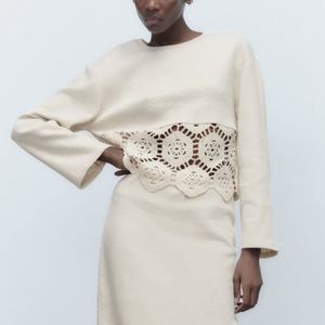 Zara crochet ecru top